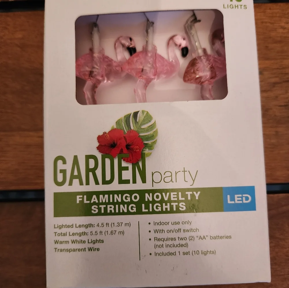 Garden Party Cactus and FlamingoLED String Light Set 10 Lights Clear Wire Indoor